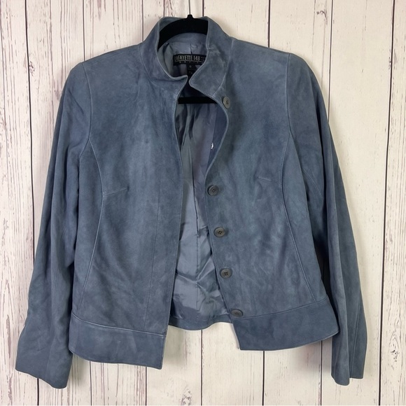 Lafayette 148 New York | light blue suede jacket - Picture 1 of 8